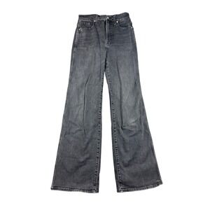 Madewell Jeans Women 27 Black 11" High-Rise Flare Washed Denim 5-Pocket Western